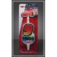 Свеча для торта h45 мм, диз. "Disney Тачки. Цифра 9", разноцв., 1 шт/упак 15 шт/кор РОССИЯ 1186